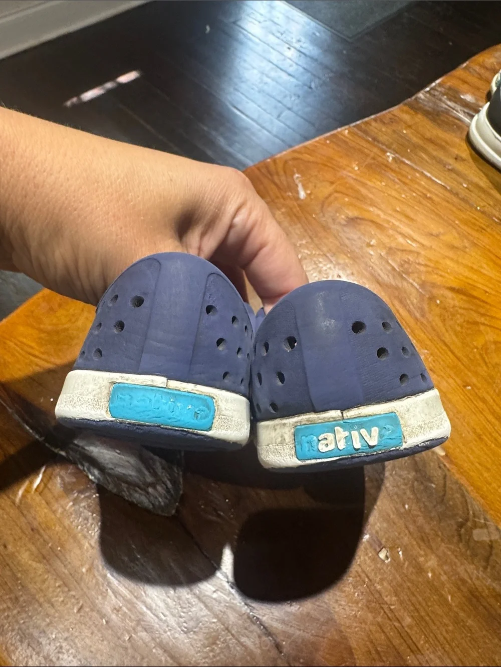 Classic Native Kids Slip-On Water Shoes in Navy with White Toe size C7